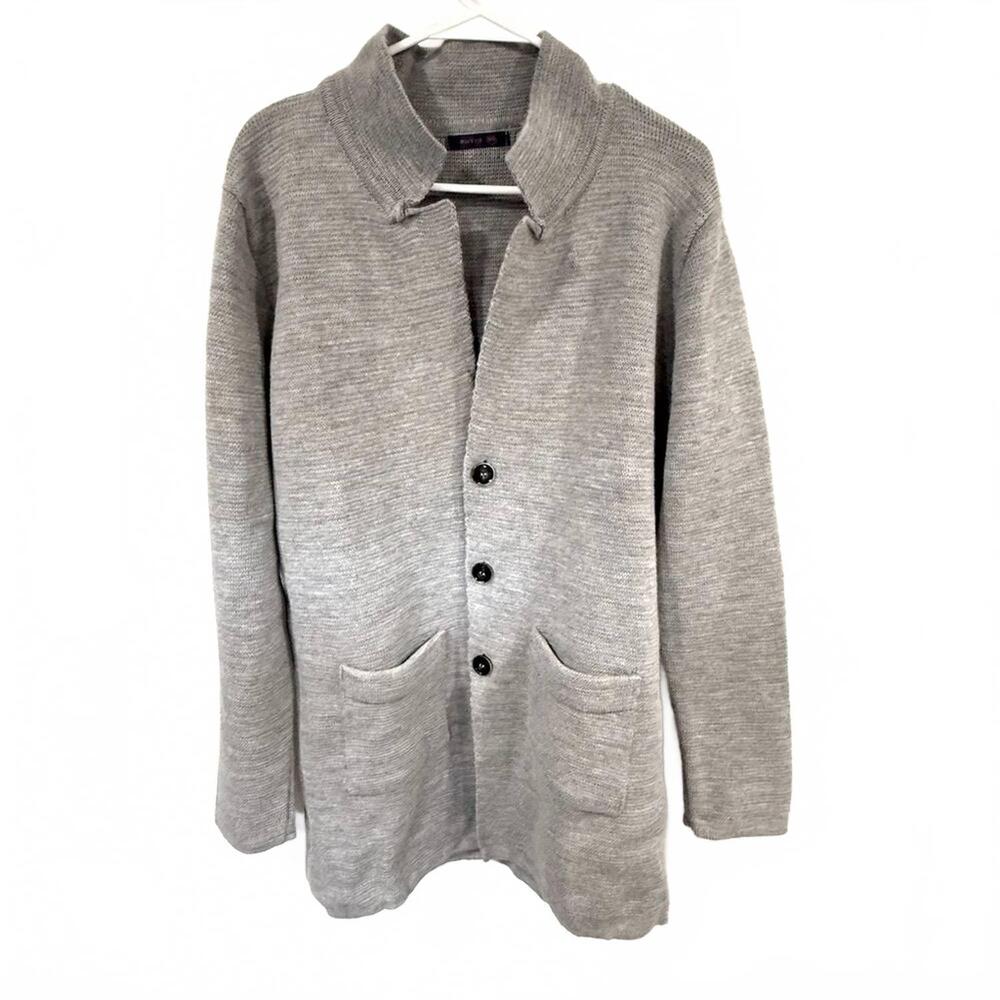 NEW RON TOMSON men's oversized cardigan in gray